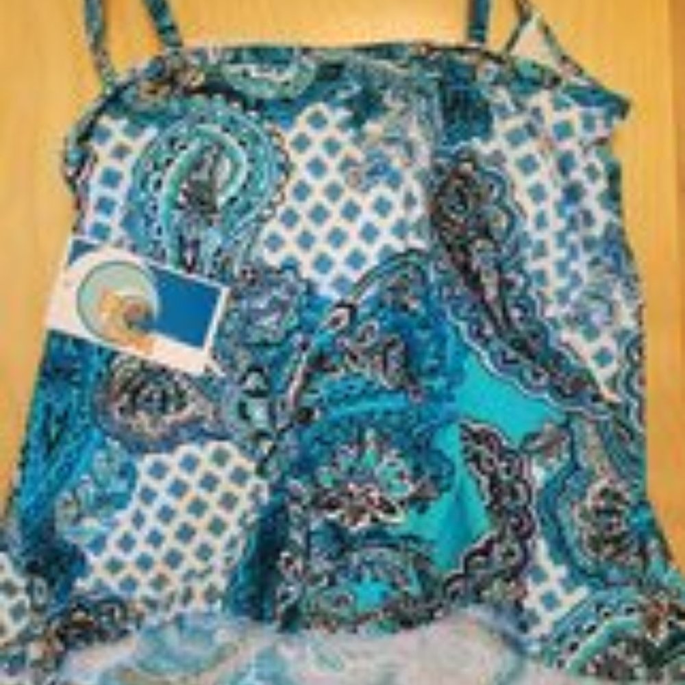 Ocean Avenue Woman Swimwear Paisley Turquoise Tank